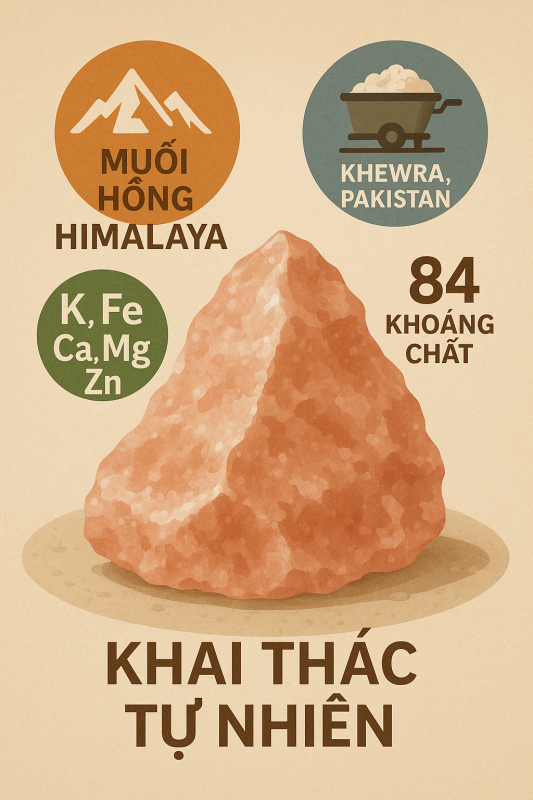 được khai thác trực tiếp từ mỏ muối Khewra ở Pakistan